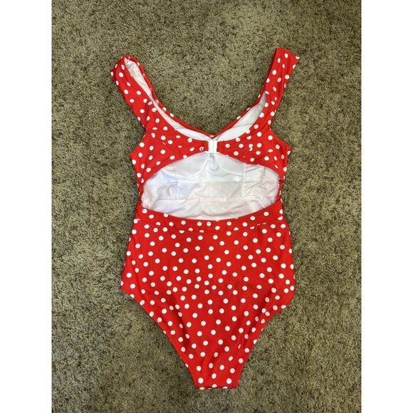 CUPSHE Red Polka Dot Belted One-Piece Swimsuit SMALL - Picture 6 of 8